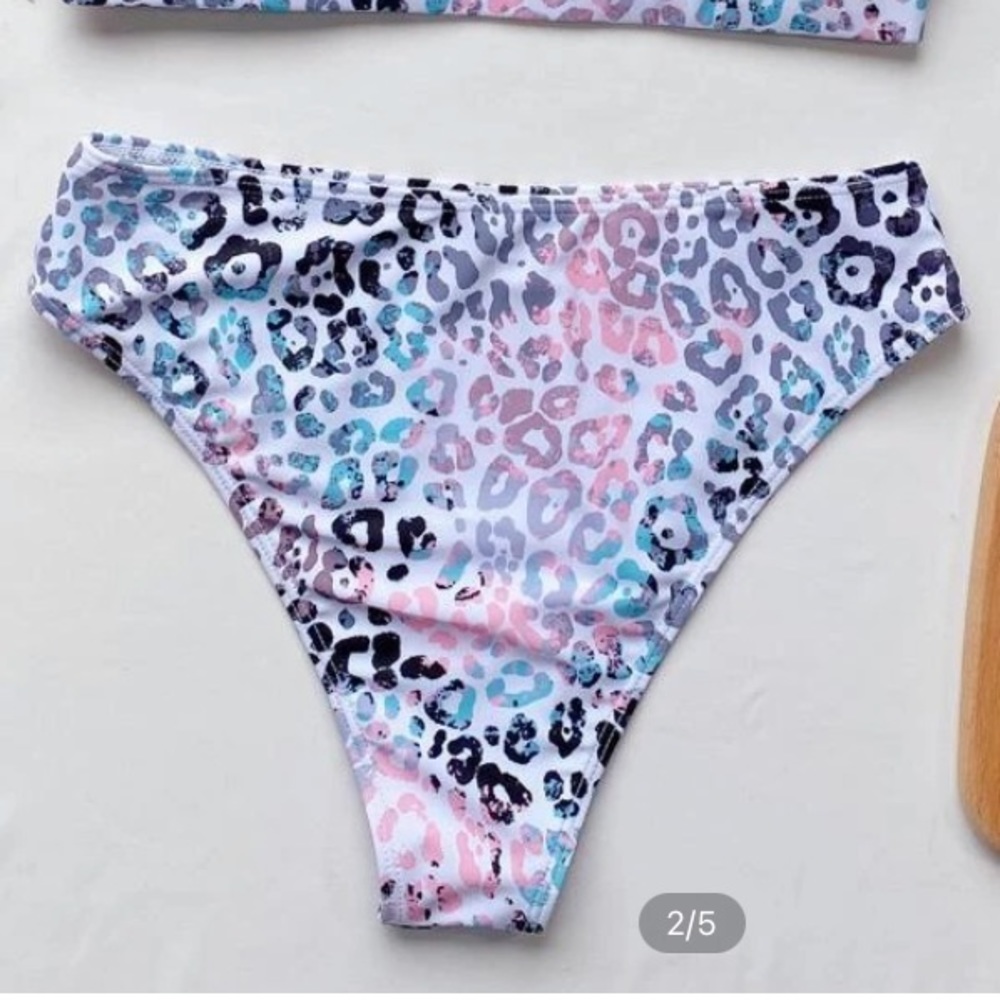 Leopard high wasted bikini bottom